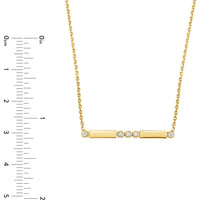 Olas d'Oro - 14K Yellow Gold Adjustable Necklace with Diamond Bezels and Bars - 0.06 Carat Total Diamond Weight