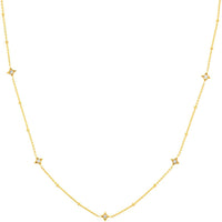 Olas d'Oro - 14K Yellow Gold Adjustable Necklace with Diamond Star Bezels - 0.27 Carat Total Diamond Weight
