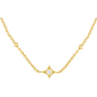 Olas d'Oro - 14K Yellow Gold Adjustable Necklace with Diamond Star Bezels - 0.27 Carat Total Diamond Weight