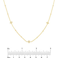 Olas d'Oro - 14K Yellow Gold Adjustable Necklace with Diamond Star Bezels - 0.27 Carat Total Diamond Weight