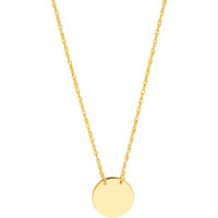 Olas d'Oro - 14K Yellow Gold Adjustable Pendant Necklace with Mini Disc for Engraving