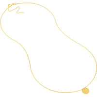 Olas d'Oro - 14K Yellow Gold Adjustable Pendant Necklace with Mini Disc for Engraving