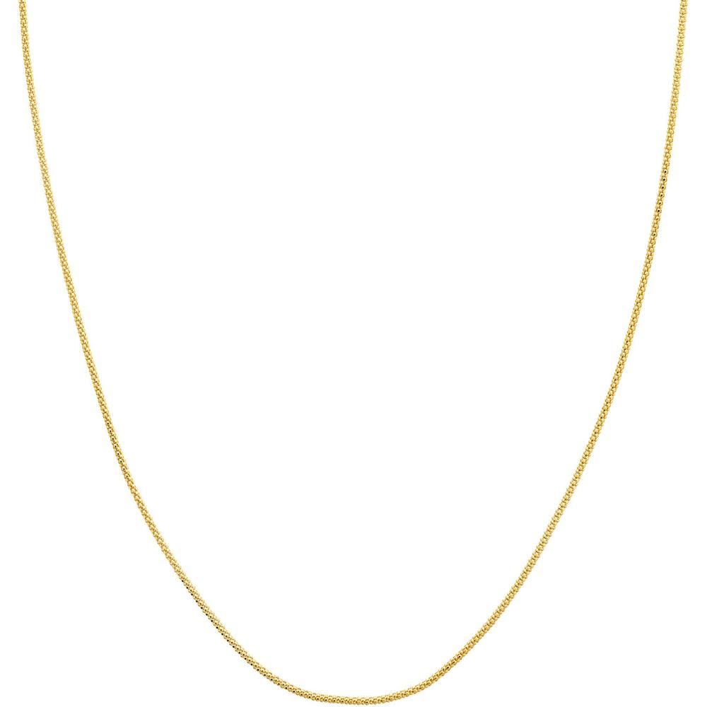 Olas d'Oro - 14K Yellow Gold Adjustable Popcorn Chain Necklace with Silicone Slider Bead - 22 Inch