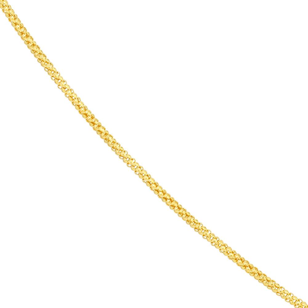 Olas d'Oro - 14K Yellow Gold Adjustable Popcorn Chain Necklace with Silicone Slider Bead - 22 Inch