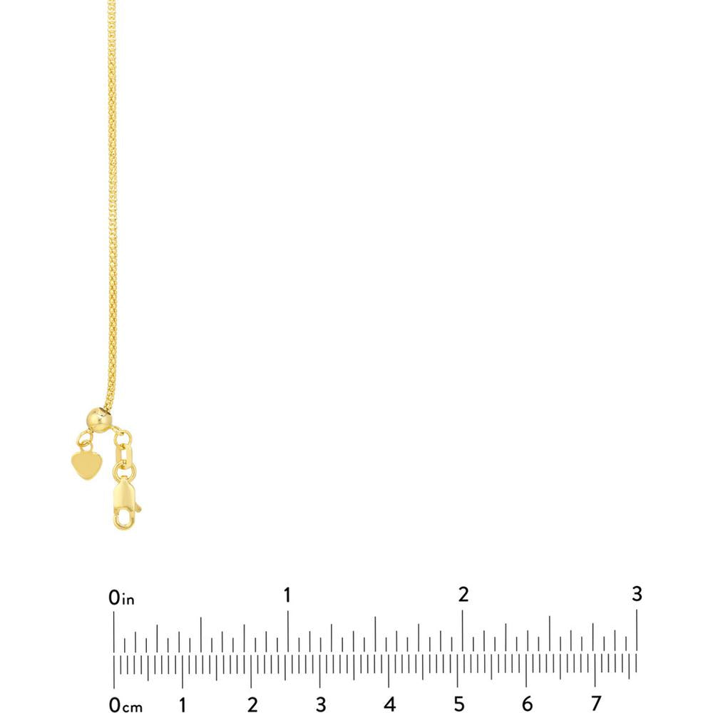 Olas d'Oro - 14K Yellow Gold Adjustable Popcorn Chain Necklace with Silicone Slider Bead - 22 Inch