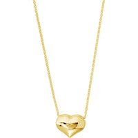 Olas d'Oro - 14K Yellow Gold Adjustable Puffy Heart Necklace - 2.03 Grams