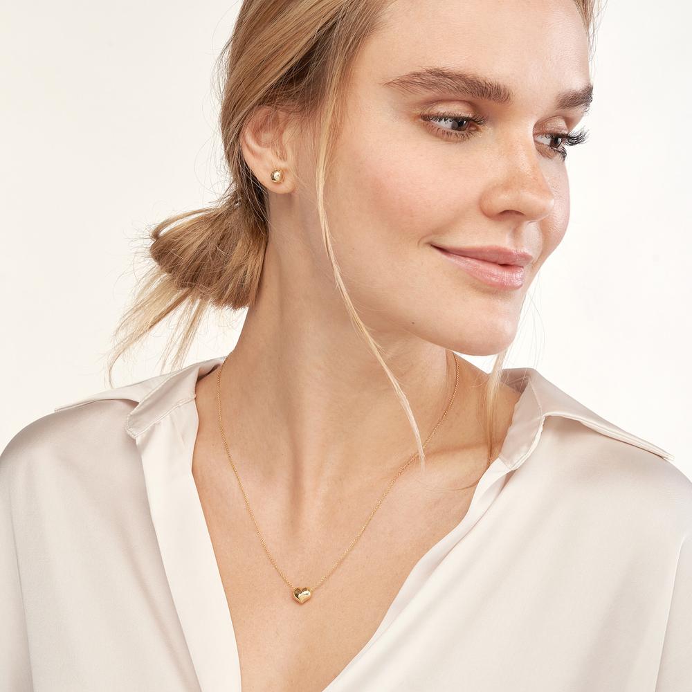 Olas d'Oro - 14K Yellow Gold Adjustable Puffy Heart Necklace - 2.03 Grams