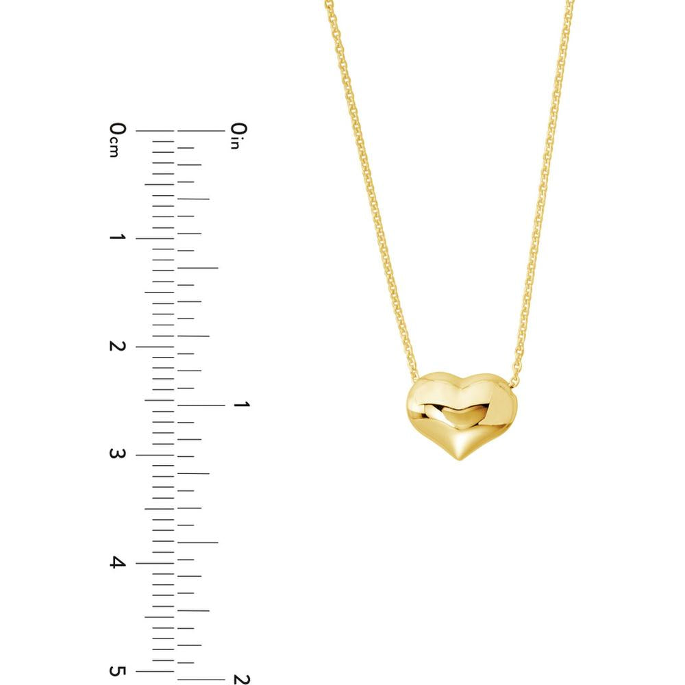 Olas d'Oro - 14K Yellow Gold Adjustable Puffy Heart Necklace - 2.03 Grams