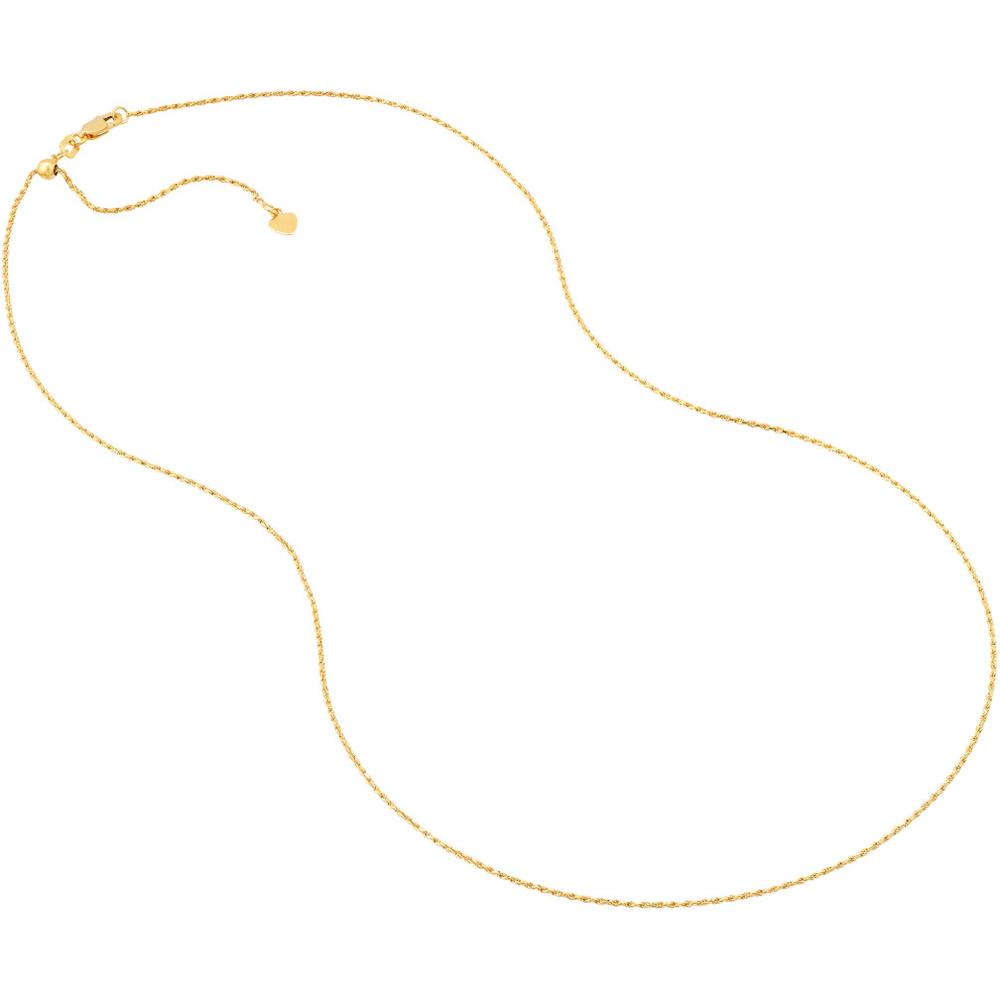 Olas d'Oro - 14K Yellow Gold Adjustable Rope Chain Necklace with Silicone Slider - 22" - 3.25 Grams