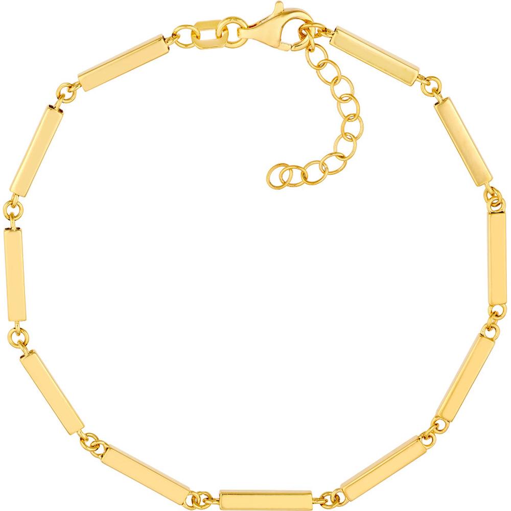 Olas d'Oro - 14K Yellow Gold Adjustable Short Bar Station Bracelet with Pear Shape Lobster Clasp