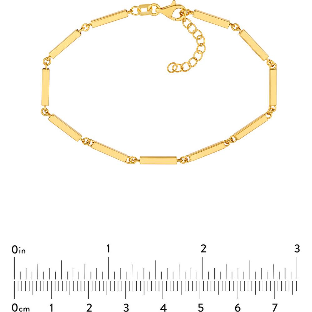 Olas d'Oro - 14K Yellow Gold Adjustable Short Bar Station Bracelet with Pear Shape Lobster Clasp