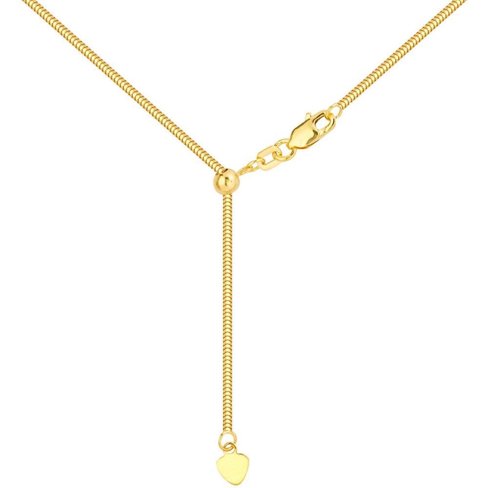 Olas d'Oro - 14K Yellow Gold Adjustable Snake Chain Necklace with Slider - 22" Length