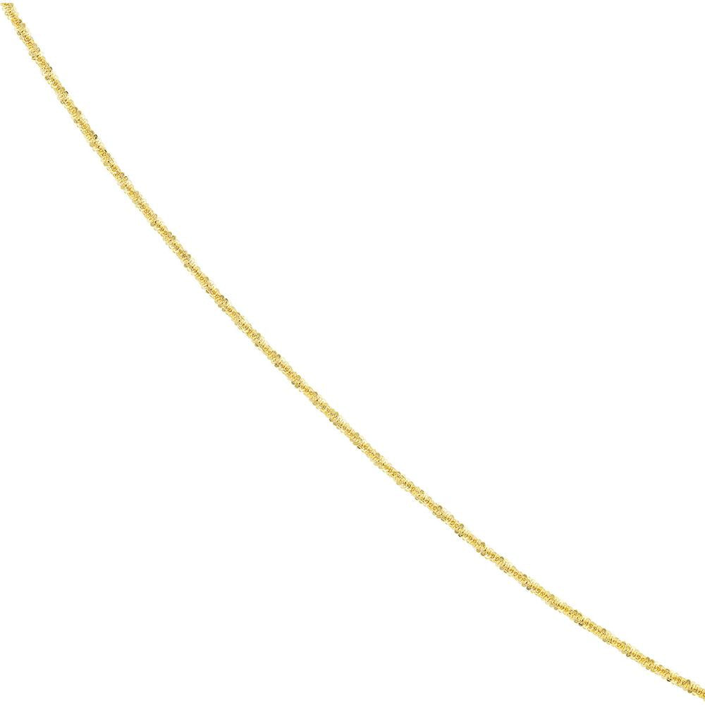 Olas d'Oro - 14K Yellow Gold Adjustable Sparkle Chain Necklace with Silicone Slider 22" Length, 2.94 Grams