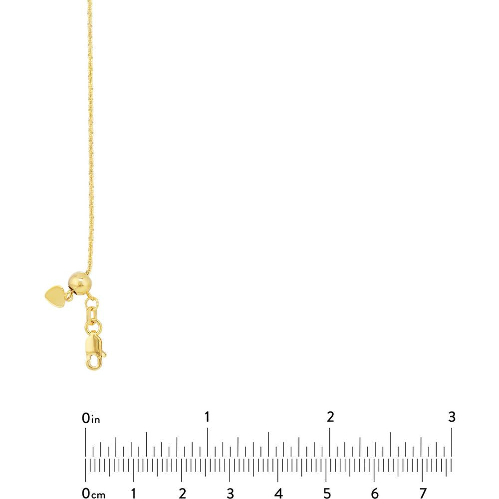 Olas d'Oro - 14K Yellow Gold Adjustable Sparkle Chain Necklace with Silicone Slider 22" Length, 2.94 Grams