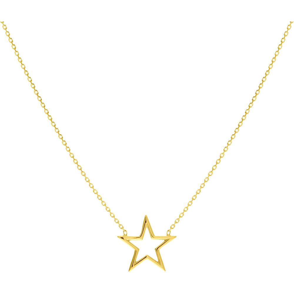 Olas d'Oro - 14K Yellow Gold Adjustable Star Pendant Necklace - 1.85 Grams Total Weight