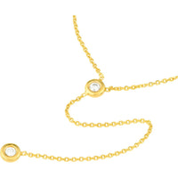Olas d'Oro - 14K Yellow Gold Adjustable Y-Necklace with Two Bezel-Set Diamonds - 0.06 Carat Total Diamond Weight