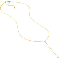 Olas d'Oro - 14K Yellow Gold Adjustable Y-Necklace with Two Bezel-Set Diamonds - 0.06 Carat Total Diamond Weight