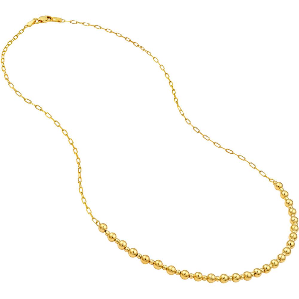 Olas d'Oro - 14K Yellow Gold Alternating Bead Station Necklace - 6.31 Grams