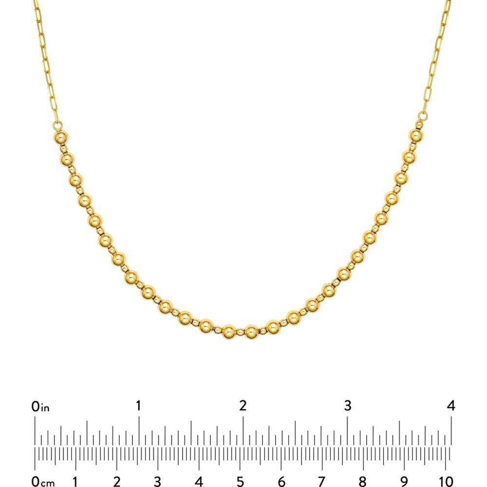 Olas d'Oro - 14K Yellow Gold Alternating Bead Station Necklace - 6.31 Grams