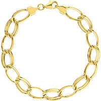 Olas d'Oro - 14K Yellow Gold Alternating Single/Double Link Bracelet - 8.25mm, 4.10 Grams
