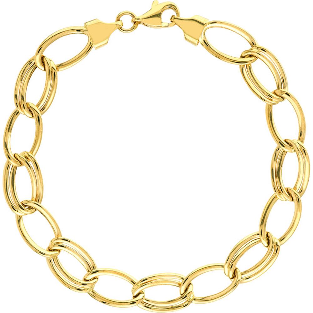 Olas d'Oro - 14K Yellow Gold Alternating Single/Double Link Bracelet - 8.25mm, 4.10 Grams
