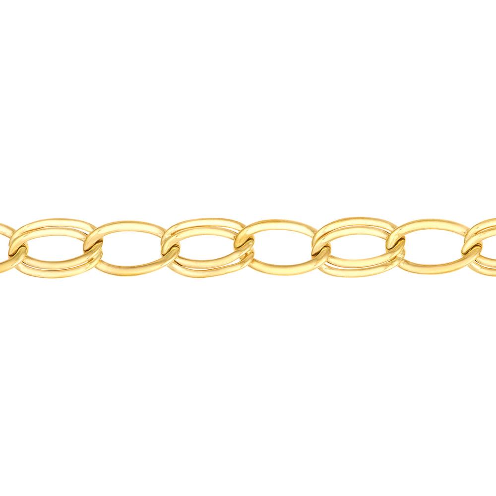 Olas d'Oro - 14K Yellow Gold Alternating Single/Double Link Bracelet - 8.25mm, 4.10 Grams