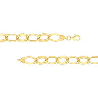 Olas d'Oro - 14K Yellow Gold Alternating Single/Double Link Bracelet - 8.25mm, 4.10 Grams
