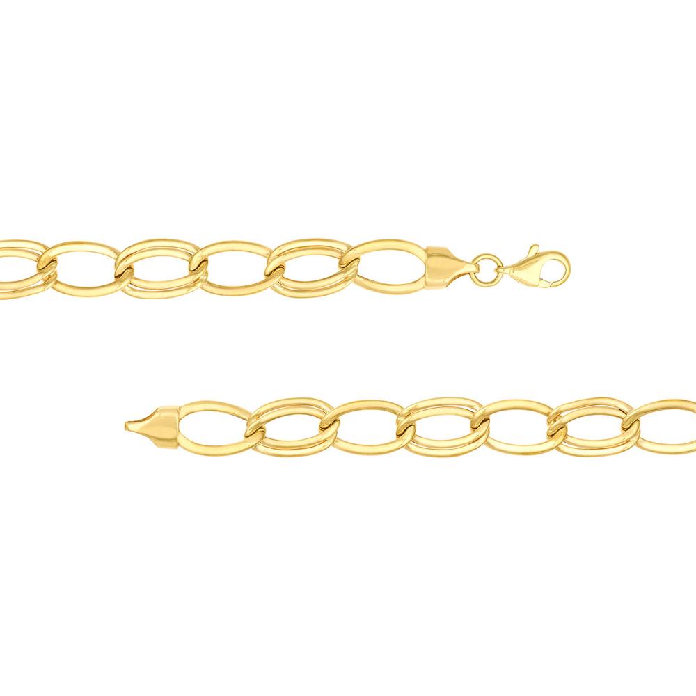 Olas d'Oro - 14K Yellow Gold Alternating Single/Double Link Bracelet - 8.25mm, 4.10 Grams