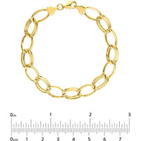 Olas d'Oro - 14K Yellow Gold Alternating Single/Double Link Bracelet - 8.25mm, 4.10 Grams