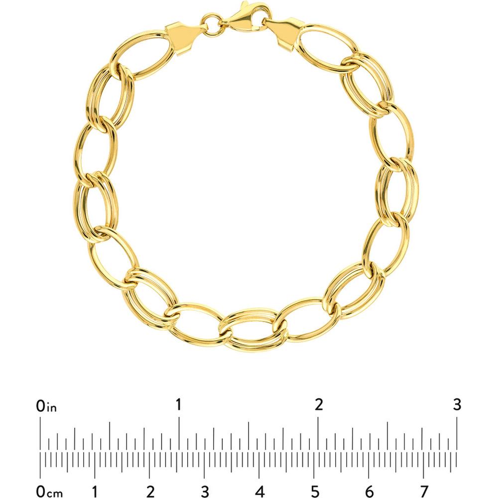 Olas d'Oro - 14K Yellow Gold Alternating Single/Double Link Bracelet - 8.25mm, 4.10 Grams