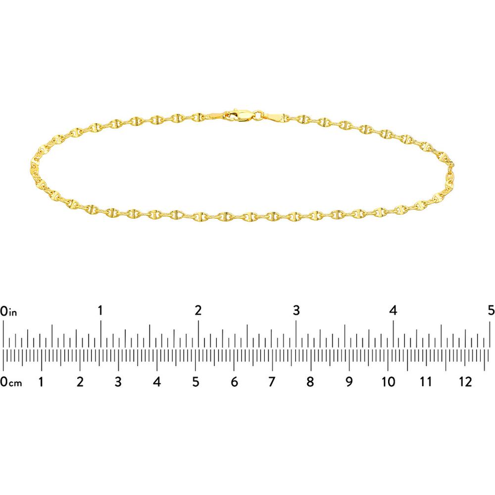 Olas d'Oro - 14K Yellow Gold Anchor Chain Anklet - 10 Inches, 3.11 Grams Weight