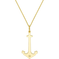 Olas d'Oro - 14K Yellow Gold Anchor Pendant with Diamond - 0.01 Carat Total Diamond Weight