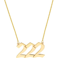 Olas d'Oro - 14K Yellow Gold Angel Number 222 Pendant Necklace - Alignment Symbol - Adjustable 16-18 Inches