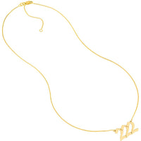 Olas d'Oro - 14K Yellow Gold Angel Number 222 Pendant Necklace - Alignment Symbol - Adjustable 16-18 Inches