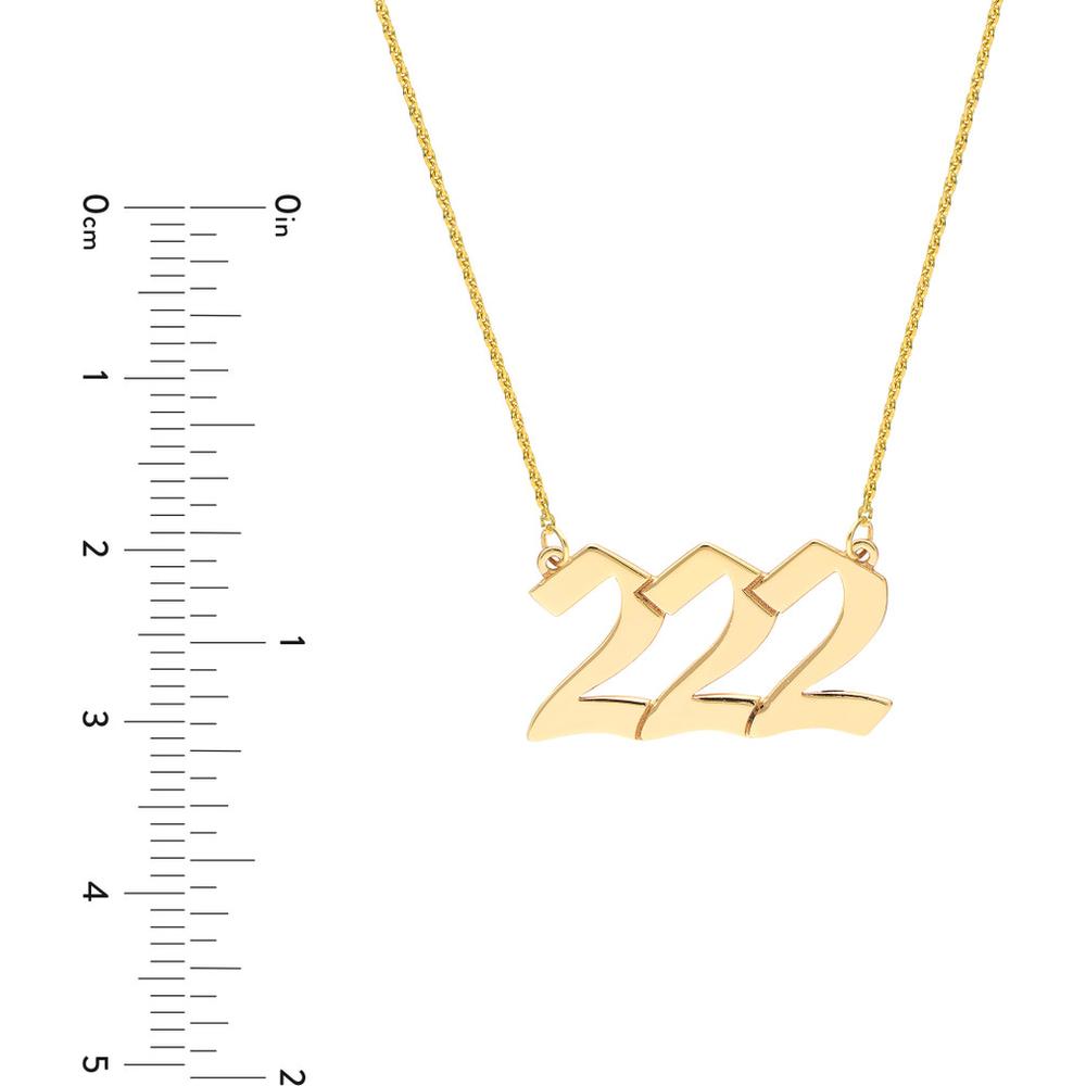 Olas d'Oro - 14K Yellow Gold Angel Number 222 Pendant Necklace - Alignment Symbol - Adjustable 16-18 Inches