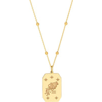 Olas d'Oro - 14K Yellow Gold Aquarius Zodiac Pendant with Star Engraving