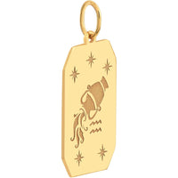 Olas d'Oro - 14K Yellow Gold Aquarius Zodiac Pendant with Star Engraving