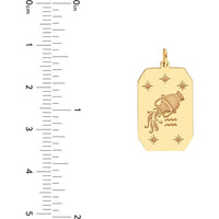 Olas d'Oro - 14K Yellow Gold Aquarius Zodiac Pendant with Star Engraving
