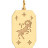 Olas d'Oro - 14K Yellow Gold Aries Engraved Zodiac Pendant with Star Detailing - 1.68 Grams