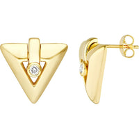 Olas d'Oro - 14K Yellow Gold Arrow Dangle Earrings with 0.13 Carat Total Diamond Weight