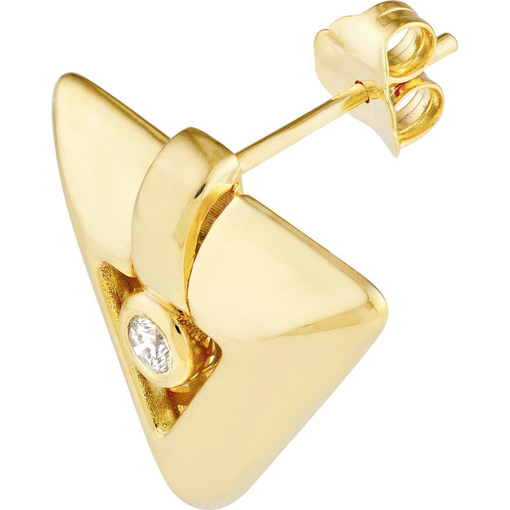 Olas d'Oro - 14K Yellow Gold Arrow Dangle Earrings with 0.13 Carat Total Diamond Weight