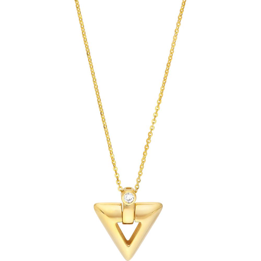 Olas d'Oro - 14K Yellow Gold Arrow Pendant Necklace with Diamond - 0.06 Carat Total Diamond Weight