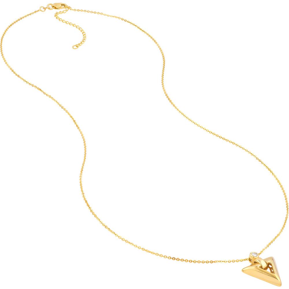 Olas d'Oro - 14K Yellow Gold Arrow Pendant Necklace with Diamond - 0.06 Carat Total Diamond Weight
