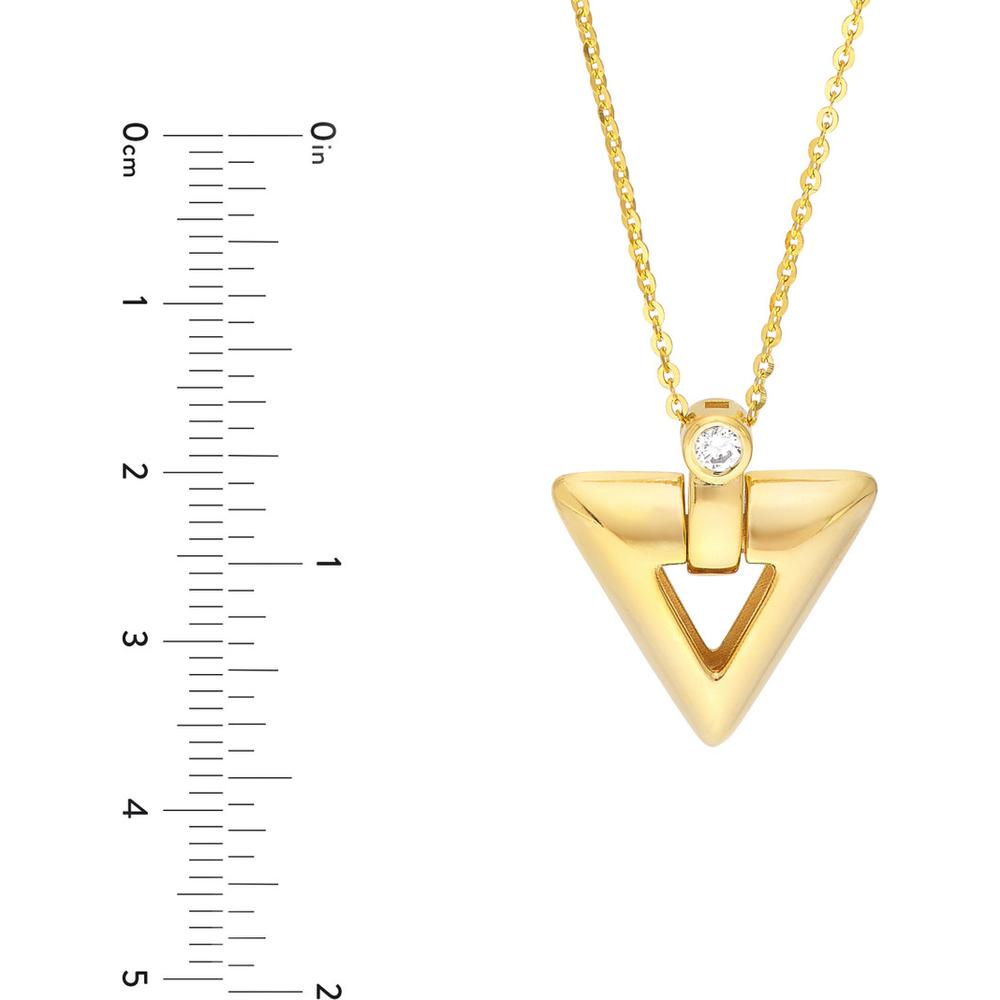 Olas d'Oro - 14K Yellow Gold Arrow Pendant Necklace with Diamond - 0.06 Carat Total Diamond Weight