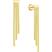 Olas d'Oro - 14K Yellow Gold Ascending Triple Snake Chain Drop Earrings with Textured Design