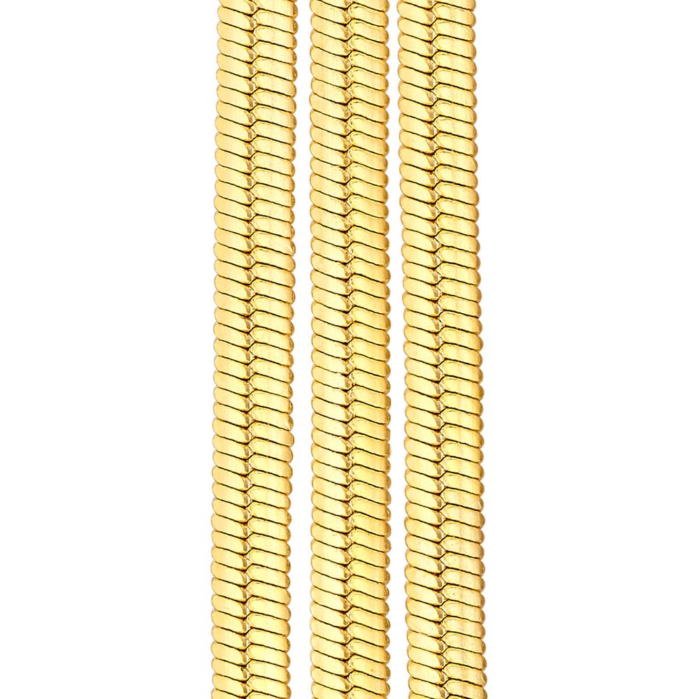 Olas d'Oro - 14K Yellow Gold Ascending Triple Snake Chain Drop Earrings with Textured Design