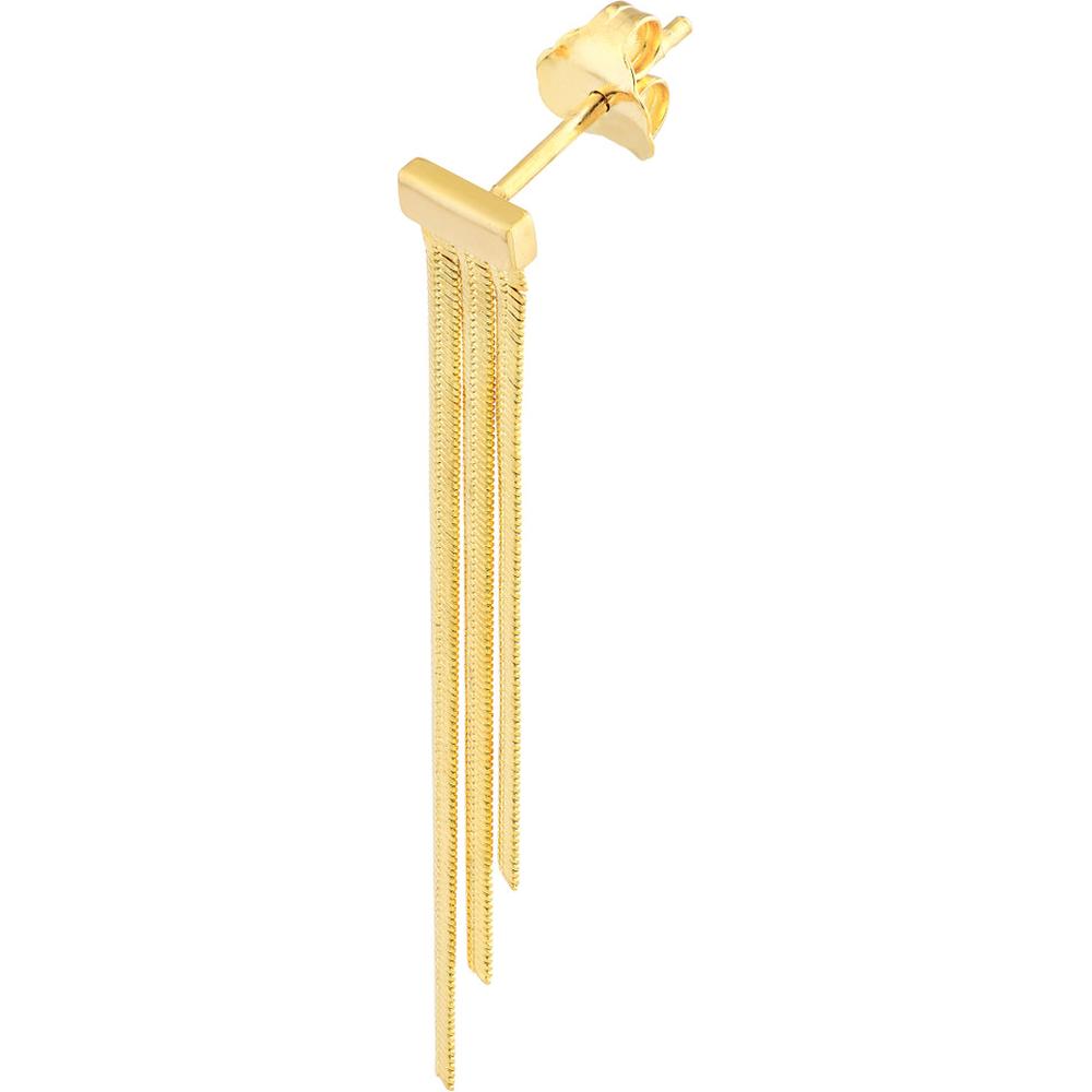 Olas d'Oro - 14K Yellow Gold Ascending Triple Snake Chain Drop Earrings with Textured Design
