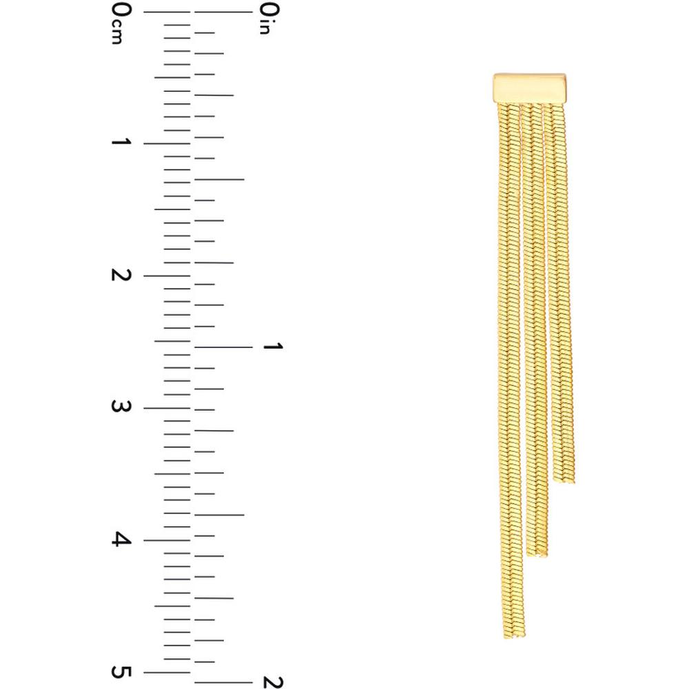 Olas d'Oro - 14K Yellow Gold Ascending Triple Snake Chain Drop Earrings with Textured Design
