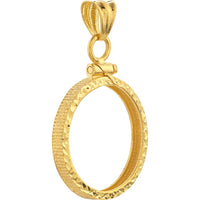 Olas d'Oro - 14K Yellow Gold Australian Kangaroo 1/4 Oz Coin Pendant with Diamond Cut Bezel