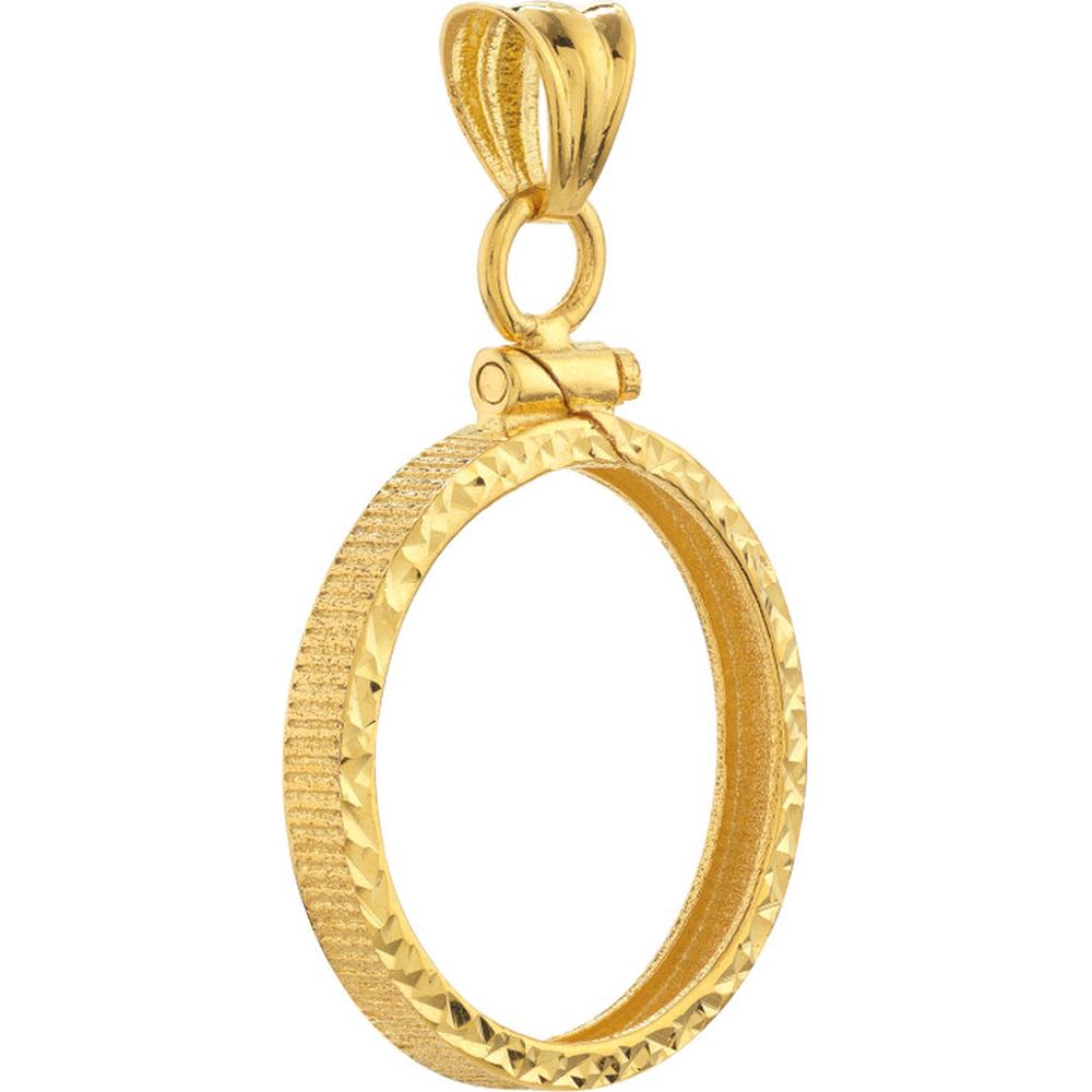 Olas d'Oro - 14K Yellow Gold Australian Kangaroo 1/4 Oz Coin Pendant with Diamond Cut Bezel